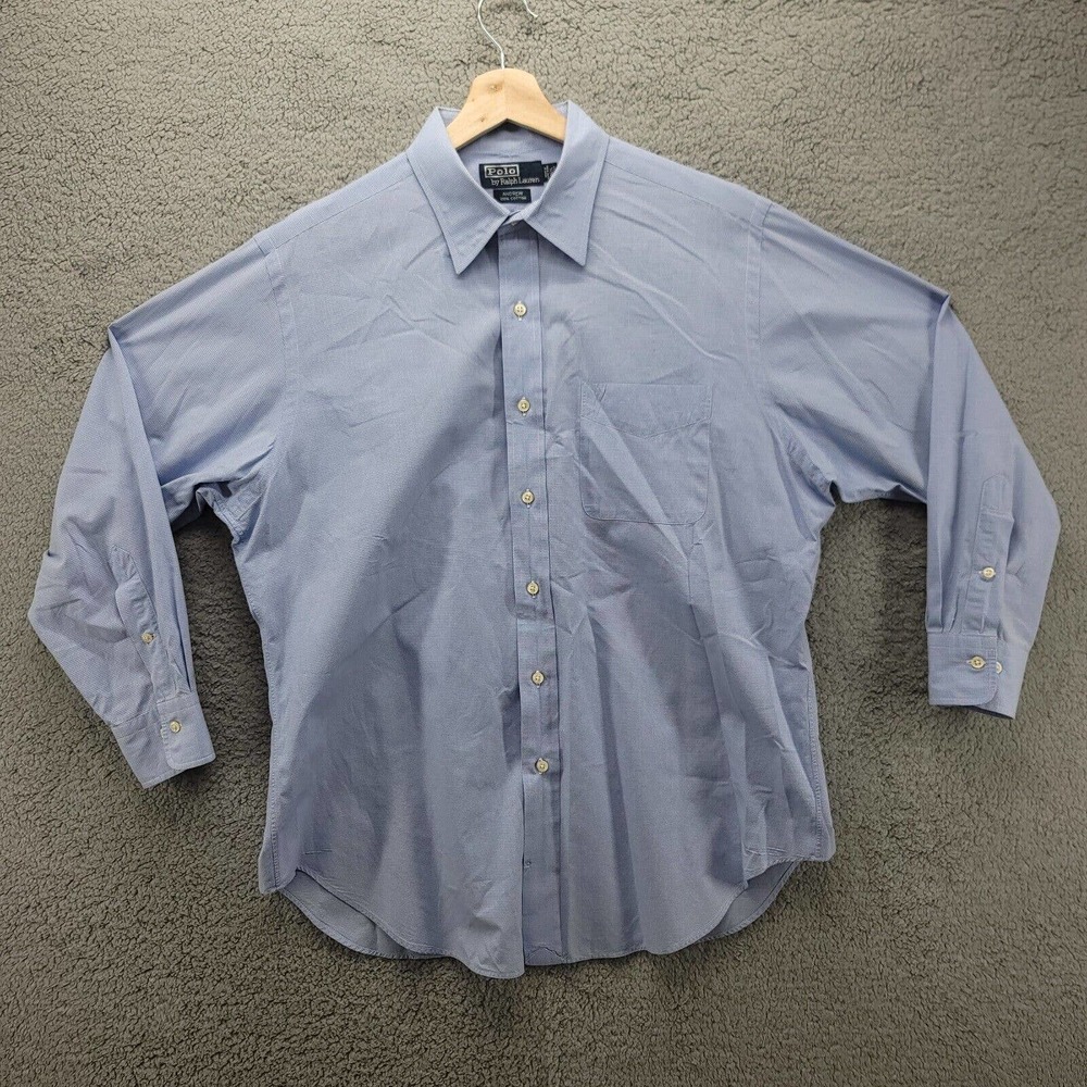 Polo by Ralph Lauren Shirt Mens 16.5 32/33 Andrew‎ Blue Long Sleeve Button Up